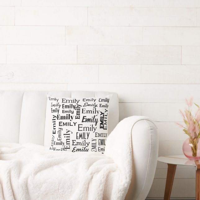 Black EMILY Name On White Cushion (Couch)