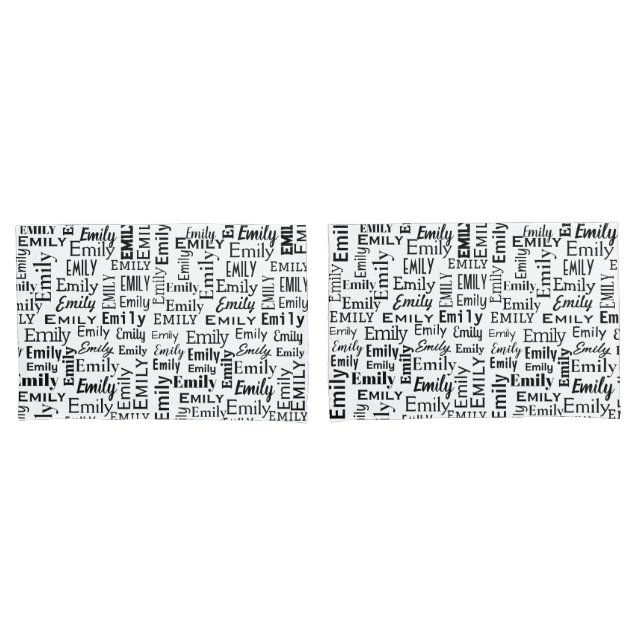 Black EMILY Name On White Pillowcase (Front-Set)