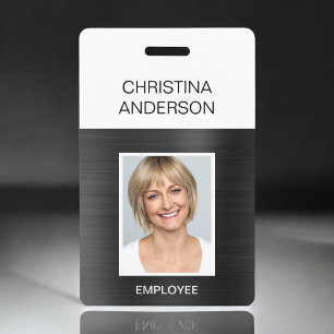 Black Employee  - Name Photo Corporate Metallic ID Badge
