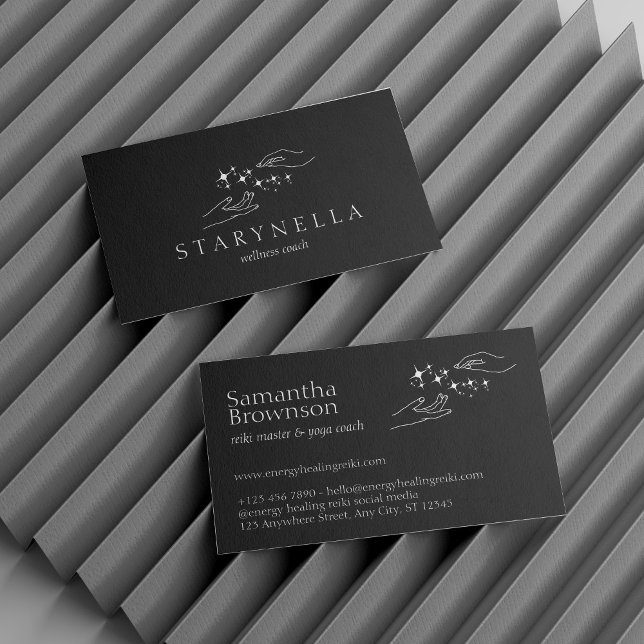 Black Energy Healing Hands Reiki Therapy Business Card (Black Energy Healing Hands Reiki Therapy Business Card)