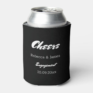 Black Engagement Party Cheers Can Cooler