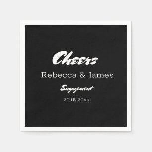 Black Engagement Wedding Party Cheers Napkin