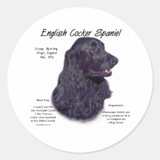 Black English Cocker Spaniel History Classic Round Sticker