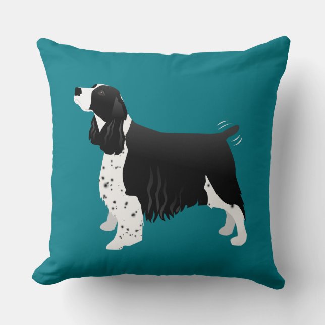 Black English Springer Spaniel Basic Breed Cushion (Front)