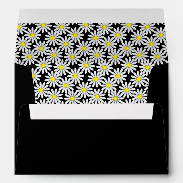Black Envelope, White Daisy Lined Envelope (Back (Bottom))