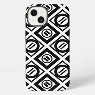 Black Equal Sign Geometric Pattern on White iPhone Case