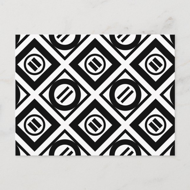 Black Equal Sign Geometric Pattern on White Postcard (Front)