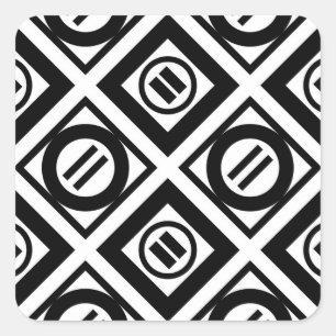 Black Equal Sign Geometric Pattern on White Square Sticker