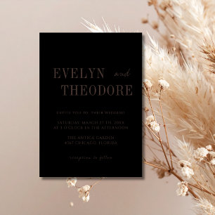 Black & Espresso Minimalist Simple Wedding Invitation
