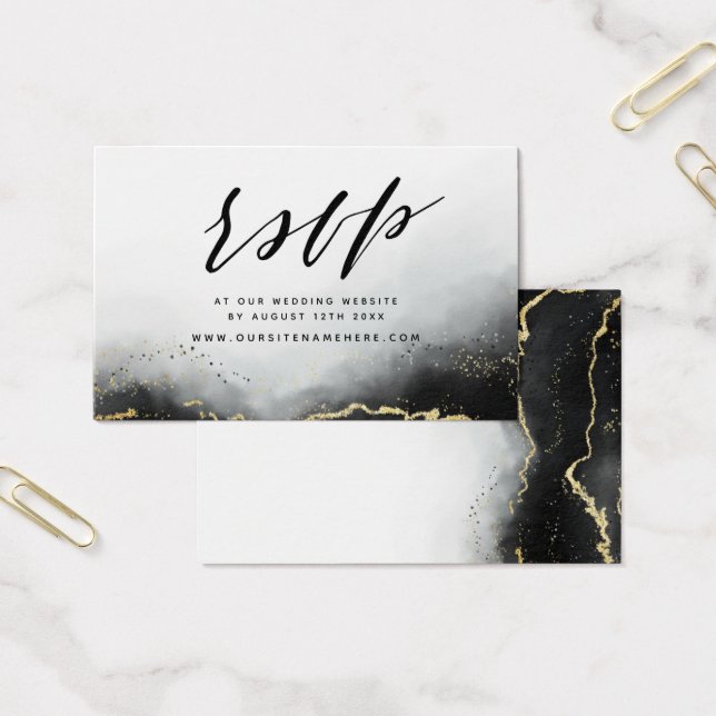 Black Ethereal Mist Website RSVP Insert Cards (Office)