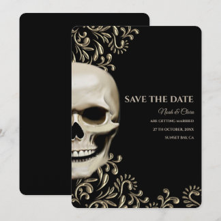 Black Ethnic Dark Gothic Skull Hallowedding Save The Date