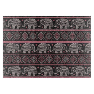 Black Ethnic Elephant Pattern Cutting Board