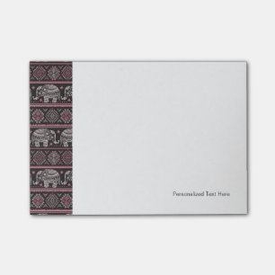 Black Ethnic Elephant Pattern Post-it Notes