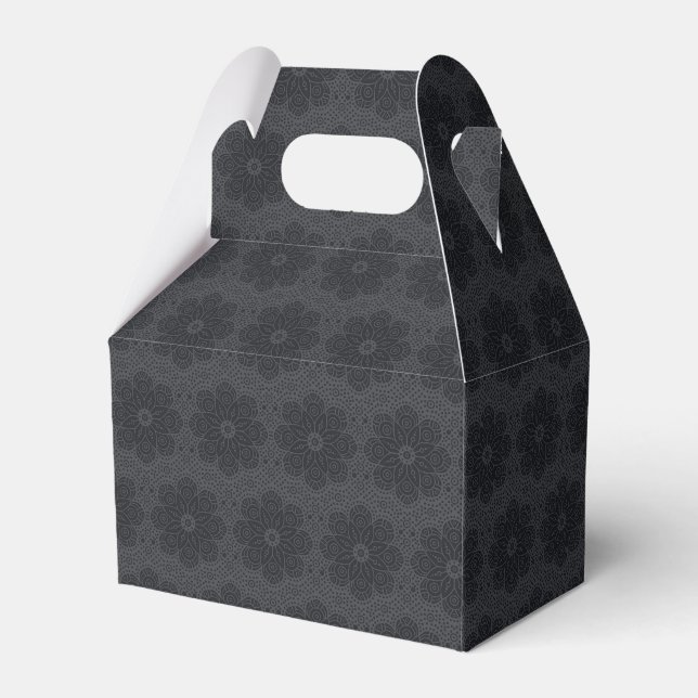 black ethnic mandala pattern favour box (Front Side)