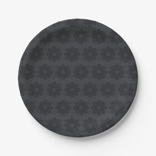 black ethnic mandala pattern paper plate