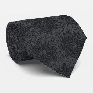 black ethnic mandala pattern tie