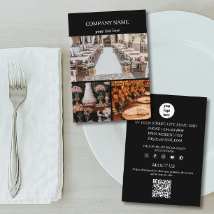 Black Event Planning Business 3 Photos QR Code   Card