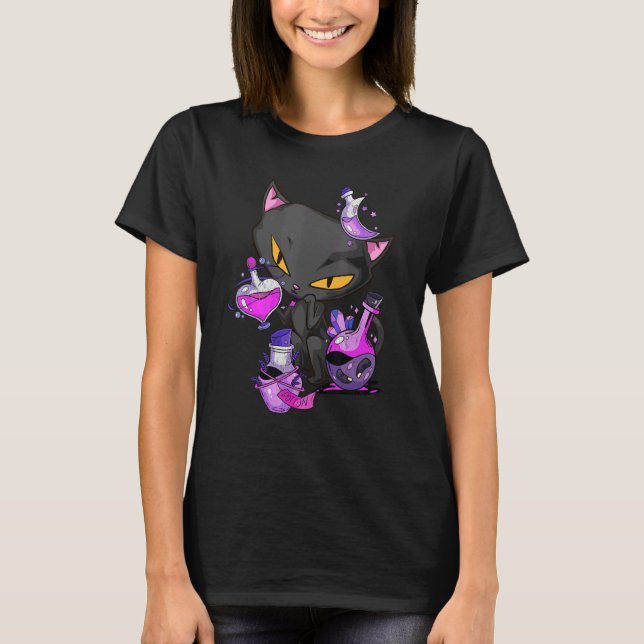 black evil cat potion T-Shirt (Front)