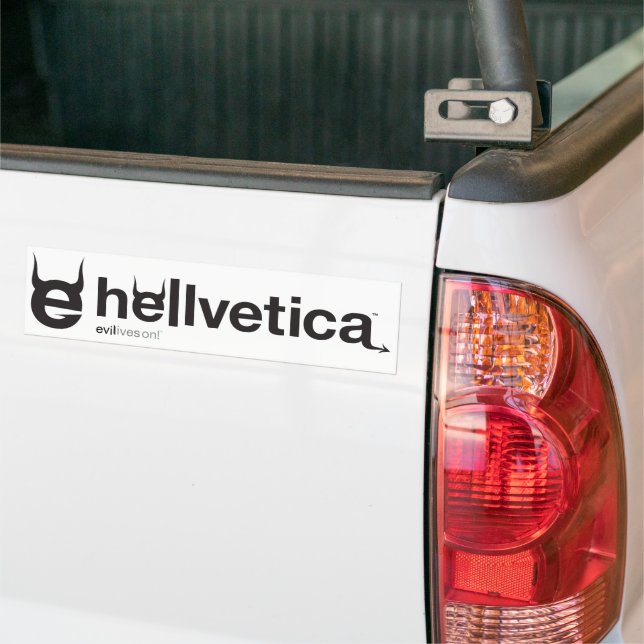 BLACK Evil "e" Bumper Sticker (On Truck)