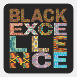 Black Excellence Kente Pattern Square Sticker