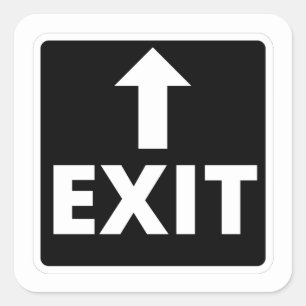 Black Exit Rectangular  Square Sticker