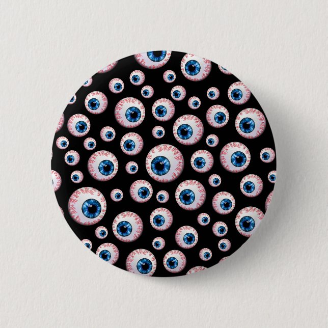 Black eyeball pattern 6 cm round badge (Front)