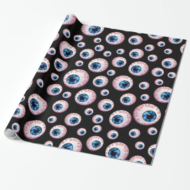 Black eyeball pattern wrapping paper (Unrolled)