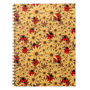 Black-Eyed Susan And Ladybugs Seamless Pattern Notebook