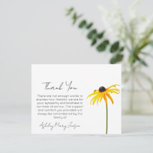 Black Eyed Susan   Bereavement Thank You Card 