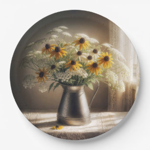 Black-eyed Susan Bouquet On Lace  Paper Plate