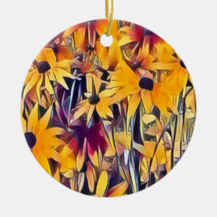 BLACK EYED SUSAN  CERAMIC ORNAMENT