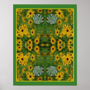 Black Eyed Susan Daisy Flower Painting Abstract Poster