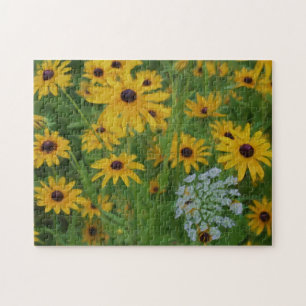Black Eyed Susan Daisy Flower Photo Painting Jigsaw Puzzle