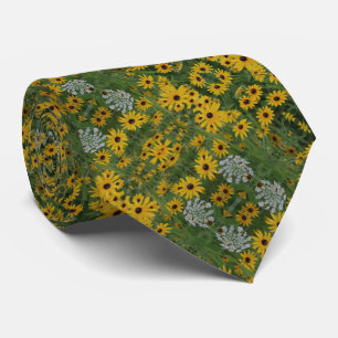 Black Eyed Susan Field Flowers Abstract Pattern    Tie