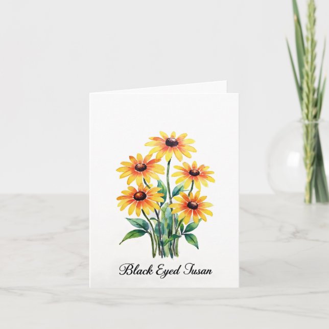 Black Eyed Susan Floral Blank Note Card (Front)