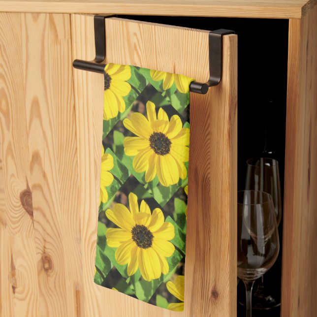 Black Eyed Susan Floral Kitchen Towel (Thirds Fold)
