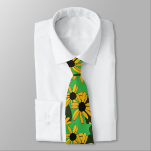 Black Eyed Susan Flower Floral Tie