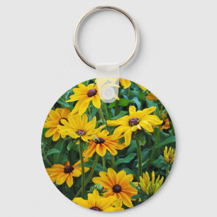Black eyed susan flower garden key ring