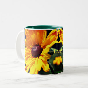 Black Eyed Susan Flower Personalized Two-Tone Coffee Mug
