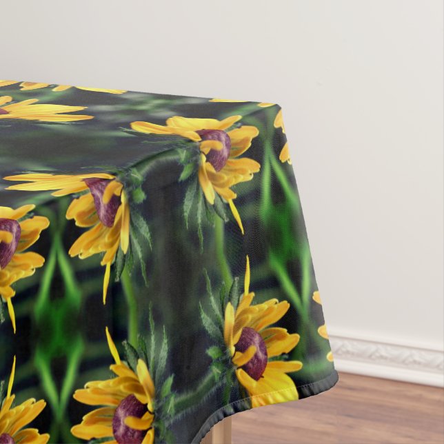 Black Eyed Susan Flower Unfolding Abstract      Tablecloth (In Situ)