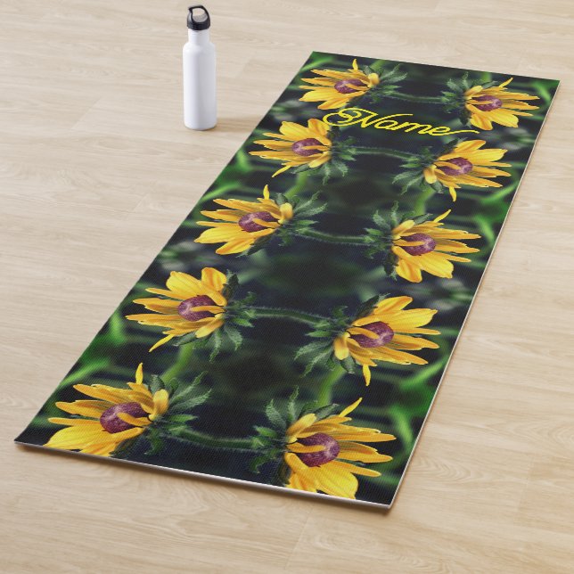 Black Eyed Susan Flower Unfolding Personalised Yoga Mat (In Situ)