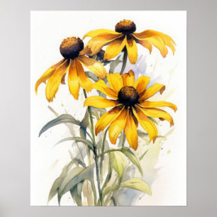 Black Eyed Susan Flowers Art Print Poster