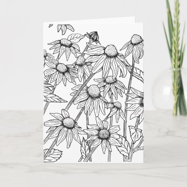 Black Eyed Susan Flowers Colour It Yourself Blank Card (Front)