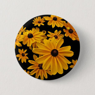 Black Eyed Susan Flowers Floral Button