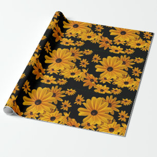 Black Eyed Susan Flowers Yellow Wrapping Paper
