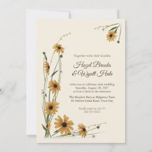 Black Eyed Susan Rustic Wedding Invitation