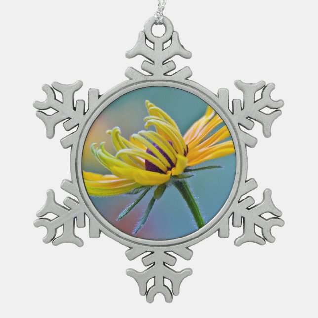Black-eyed Susan Snowflake Pewter Christmas Ornament (Front)