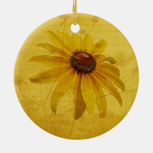 Black-Eyed Susan Wildflower Ceramic Ornament