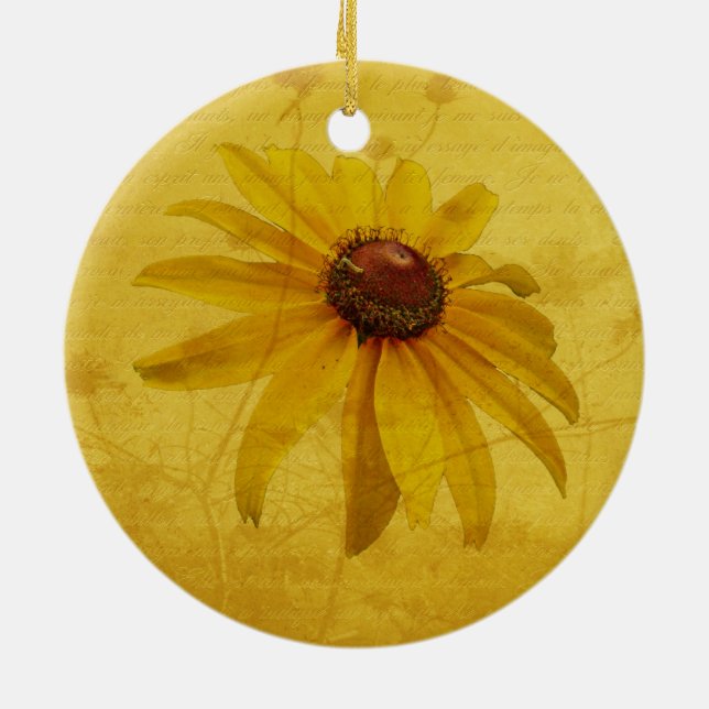 Black-Eyed Susan Wildflower Ceramic Ornament (Back)