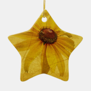 Black-Eyed Susan Wildflower Ceramic Tree Decoration